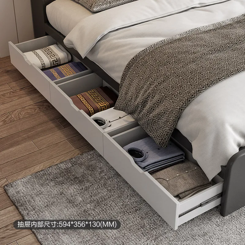 High Quality Bed Room Furniture Bedroom Double Size Storage Wooden Mattress Bed with Drawers