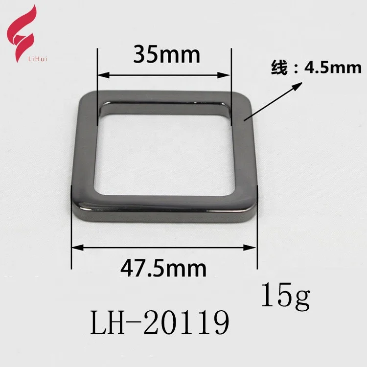 Customized Handbag Making Accessories Fittings Alloy Adjuster Ring  Metal Bag Parts Square Ring for Handbags