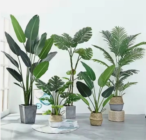 wholesale plastic outdoor decoration potted trees garden landscaping green home ornamental bonsai artificial plants  palm tree