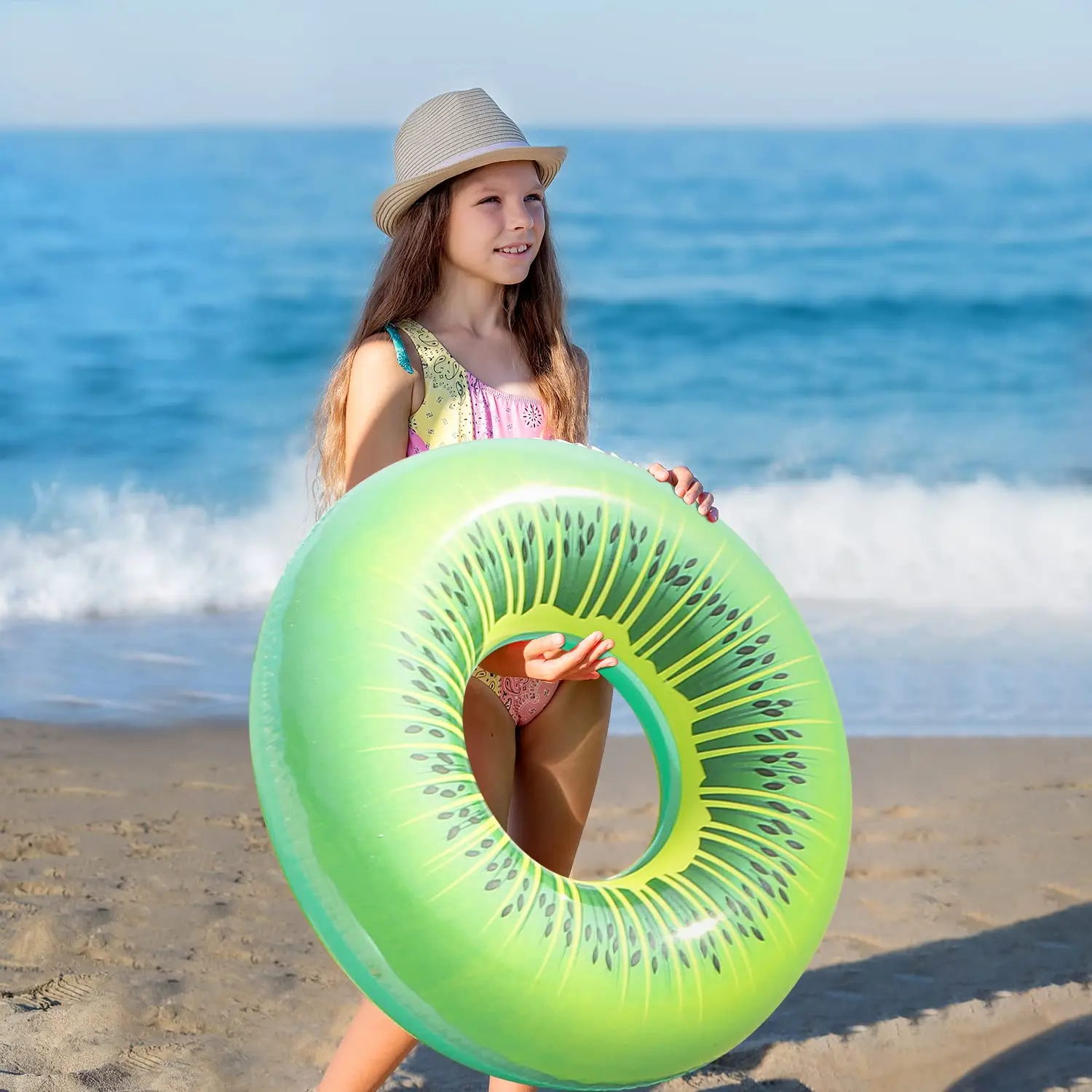 Netflix models inflatable swimming pool floating ring ladies beach toys fun water life jacket, (flamingo ring)