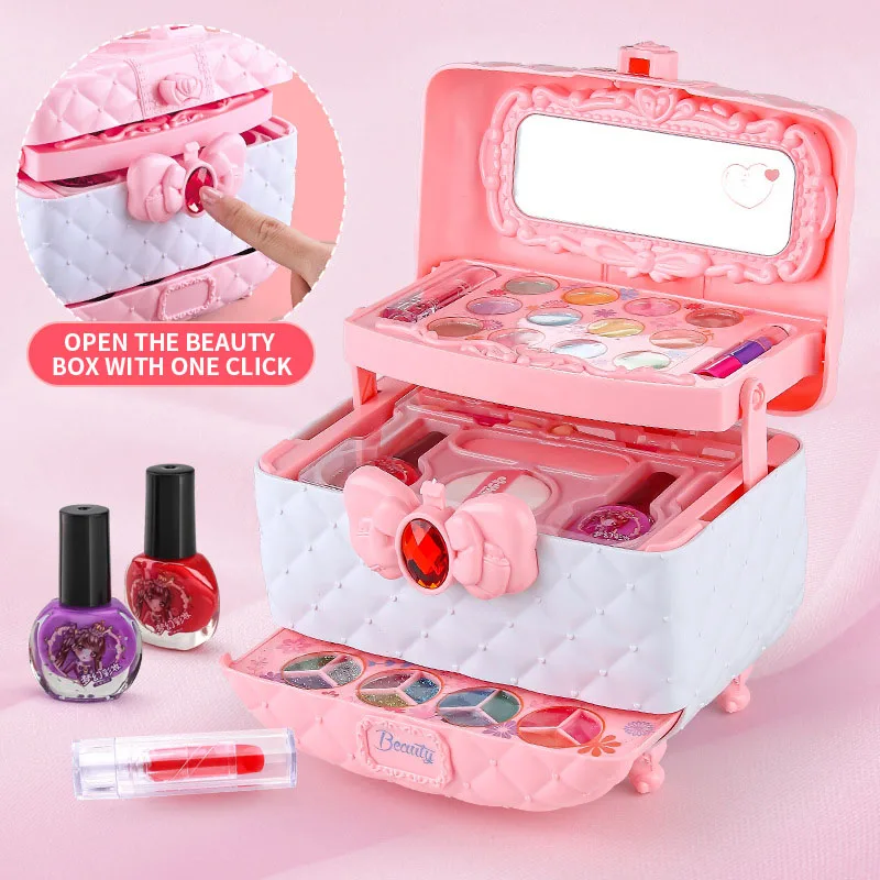 Innovative Design Children Cosmetics Set Box Variety Lipstick Nail Polish Fantasy Educational Toys Girl Makeup Set
