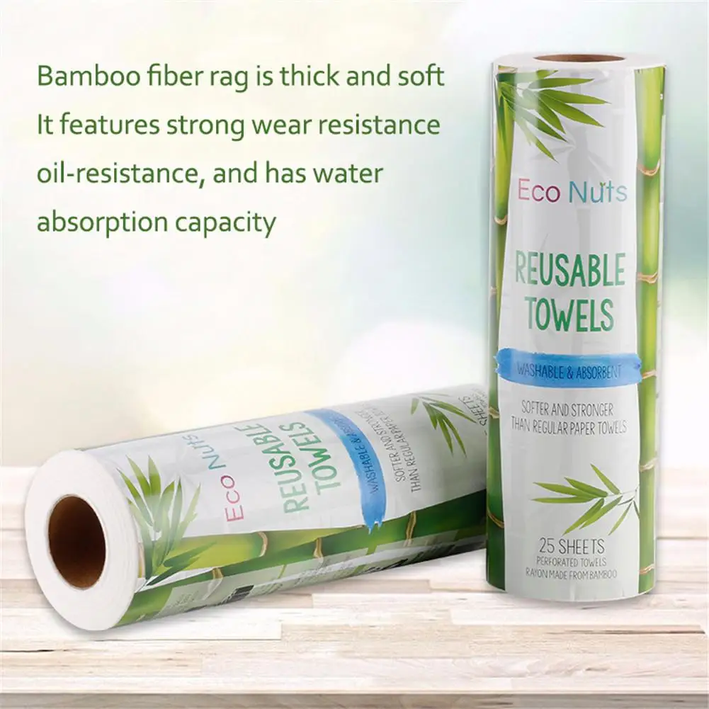 Wholesale 100%Biodegradable Reusable Lazy Rag Bamboo Towels Kitchen Dish Cloth Paper Towel Roll ECO Cleaning Cloth