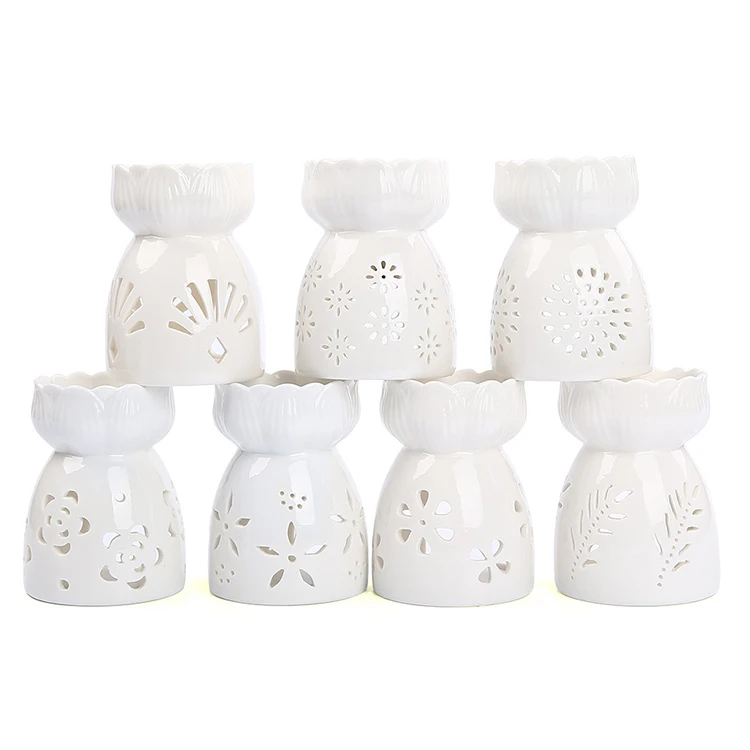 White Lotus Porcelain Essential Oil Burner Tealight Candle Ceramic Wax Melt Burners