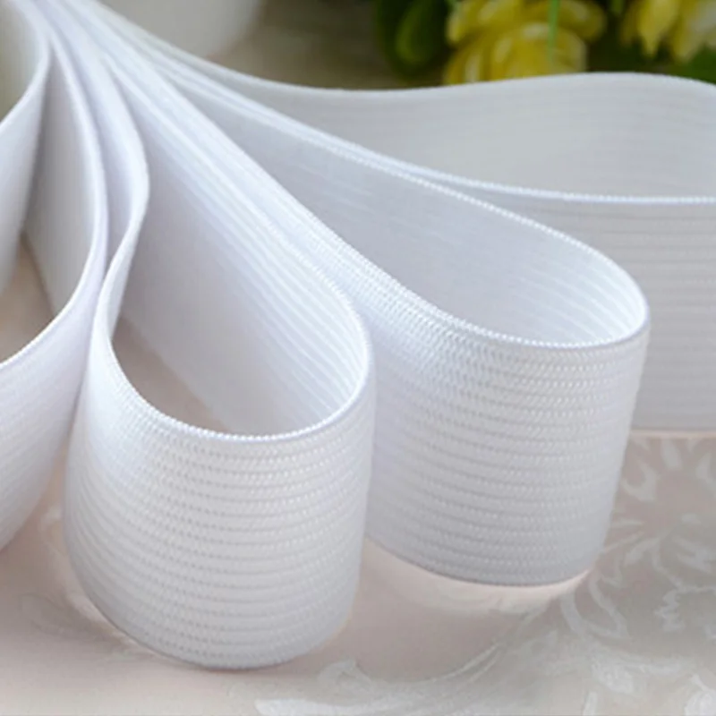 Custom 30mm High Quality Wholesale Elastic Band White And Black Color Elastic Various Size Flat Elastic