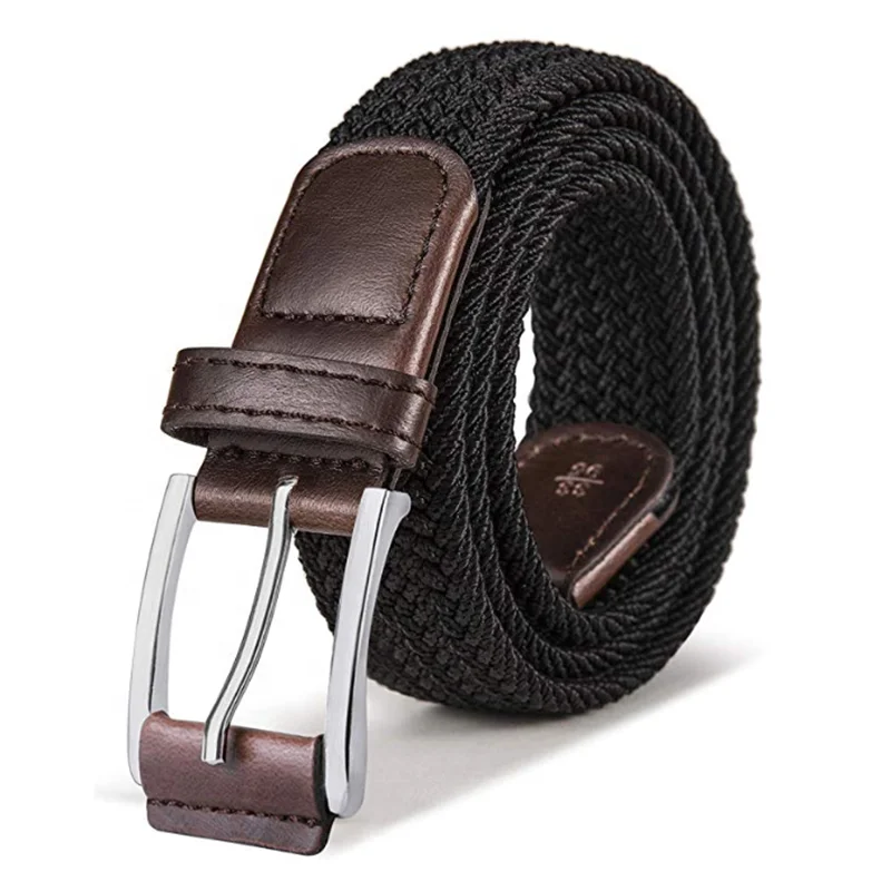 Canvas Elastic Fabric Woven Stretch Khaki  Color Braided Belt