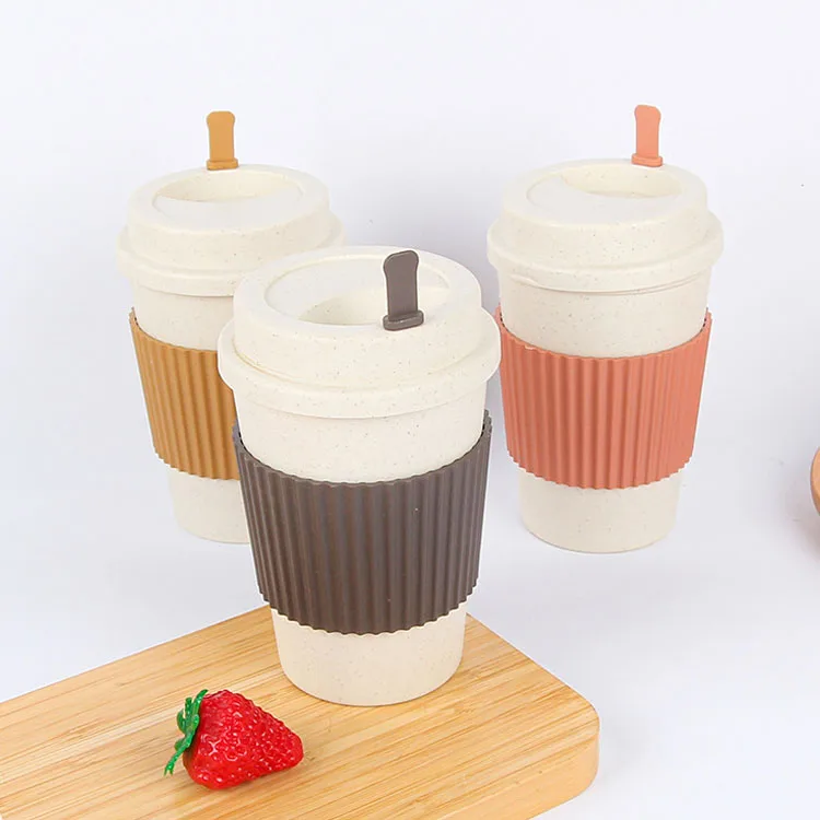 Custom Biodegradable Reusable Water Bottle Wheat Straw Drinking Cup Promotional Gifts Eco-friendly Coffee Cups