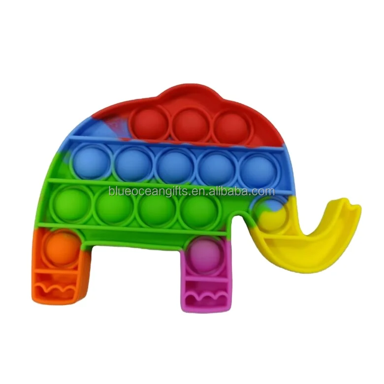 Custom Animal Shape Elephant Fish Push Bubbles Game Children Sensory Fidget Toy Anti-Anxiety Sensory Toys