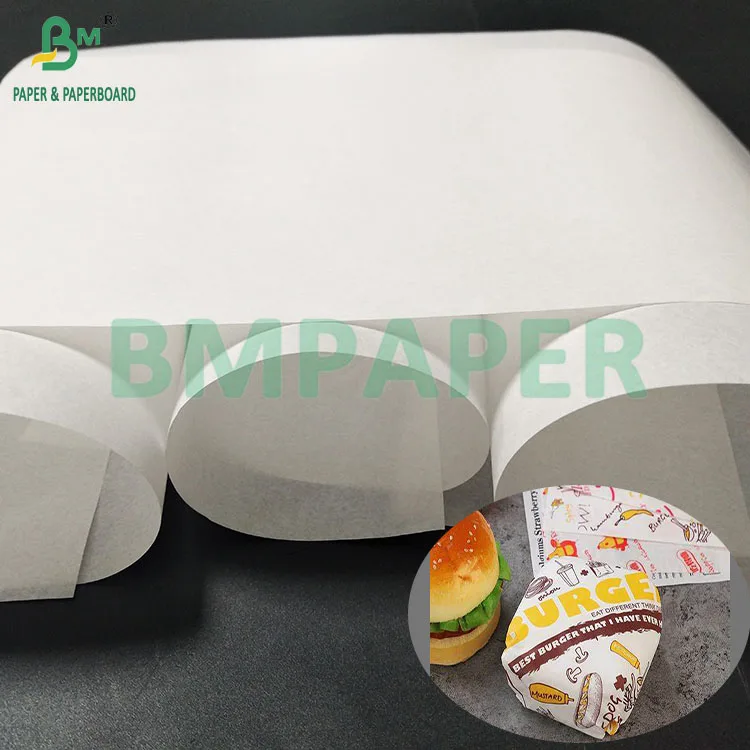 50gsm 40gsm White Silicone Coated Greaseproof Baking Paper For Burger Wrapper