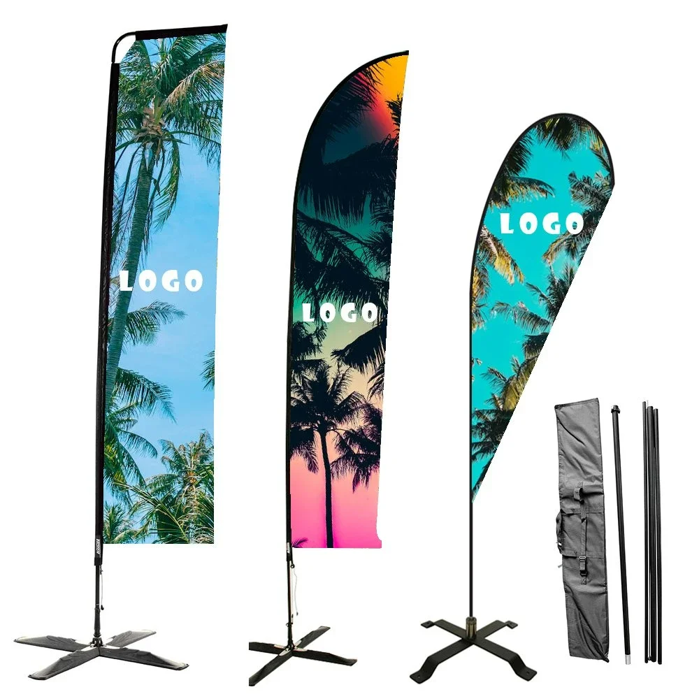 Promotional Advertising Custom Print Flying Beach Flag Custom Teardrop Feather Flags Banners With Flag Pole For Sale