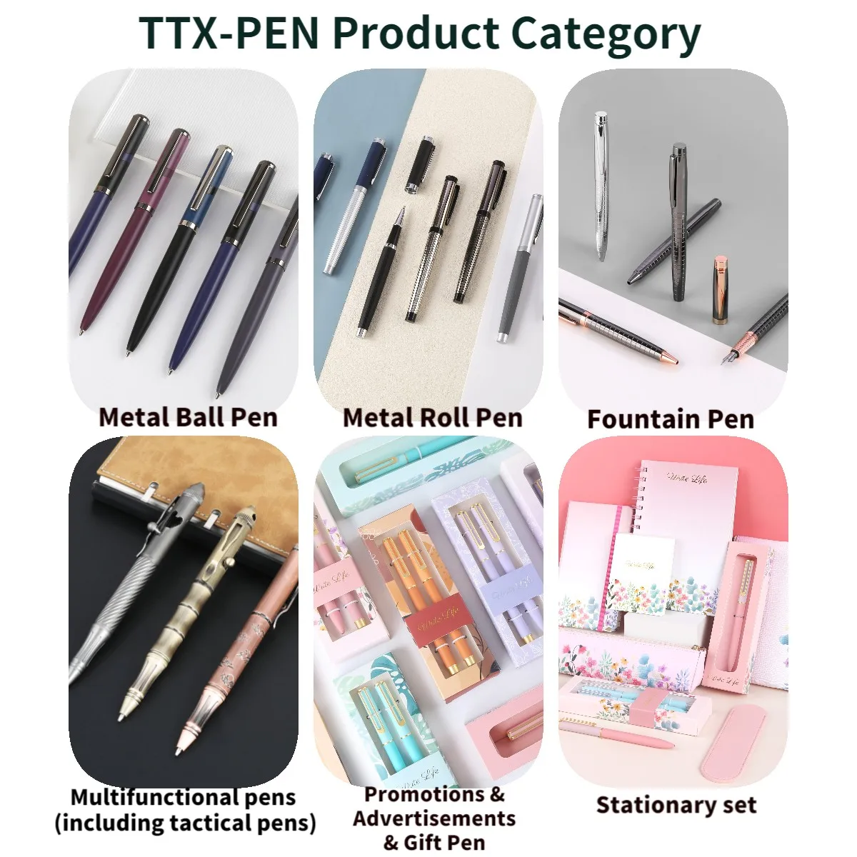 TTX Promotional Advertising Heat Transfer Press Printed Custom Logo Brand Gift Metal Ballpoint Roller Pen With Metal Clip