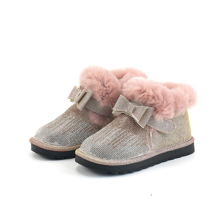 
Custom Fluffy Furry Winter Girls Boots Soft Warm Cozy Indoor Outdoor Faux Sheepskin Snow Boots for Kids 