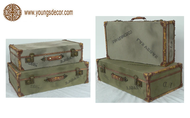 Distressed look Dirty look Old look Wooden Suitcase Luggage Style Storage Showcase for Decoration