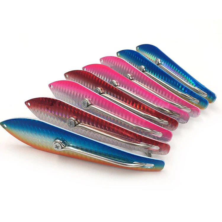 Stainless Steel Lure Spoon With Hook Fishing Lure Fishing Tackle 6 Sizes Gilding Painting Style
