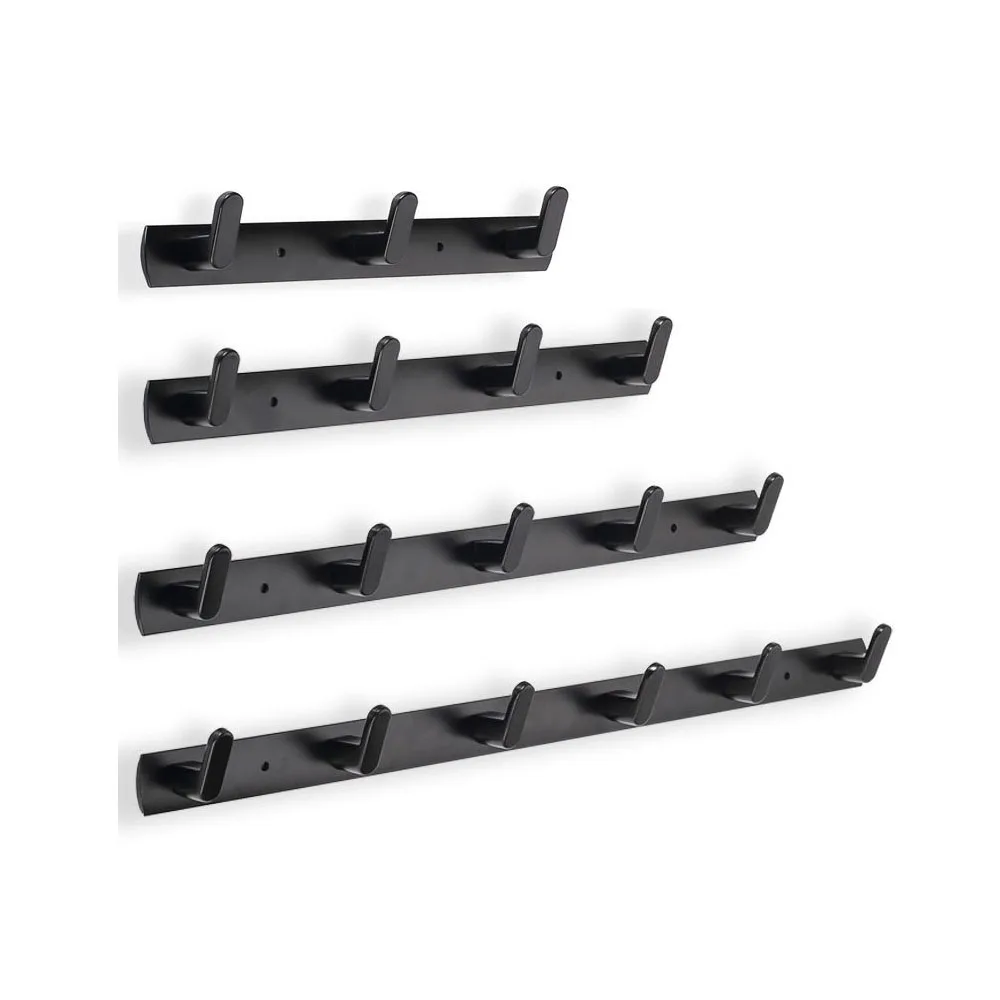 Aluminium Matt Black No Drilling Adhesive Robe Hook with Glue