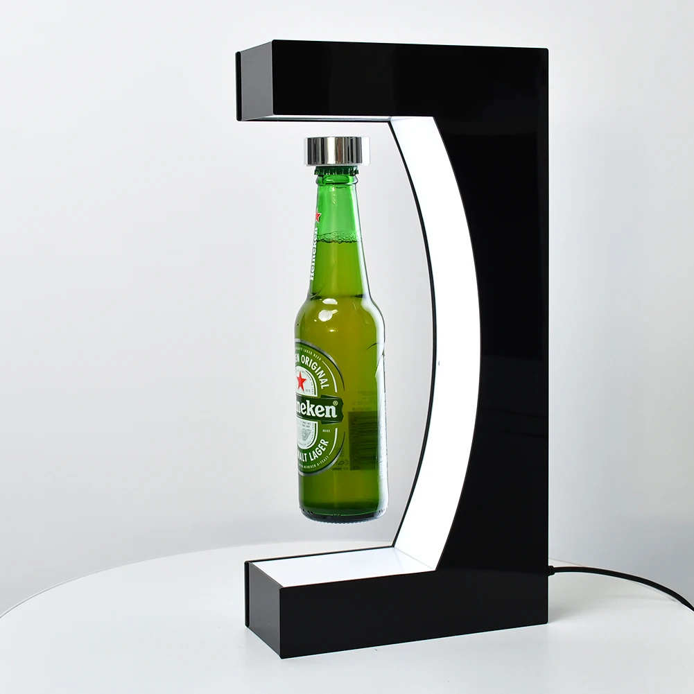 Acrylic Floating Display Advertising Magnetic Levitating Wine Beer Bottle Display Stand Magnetic Floating Bottle Display