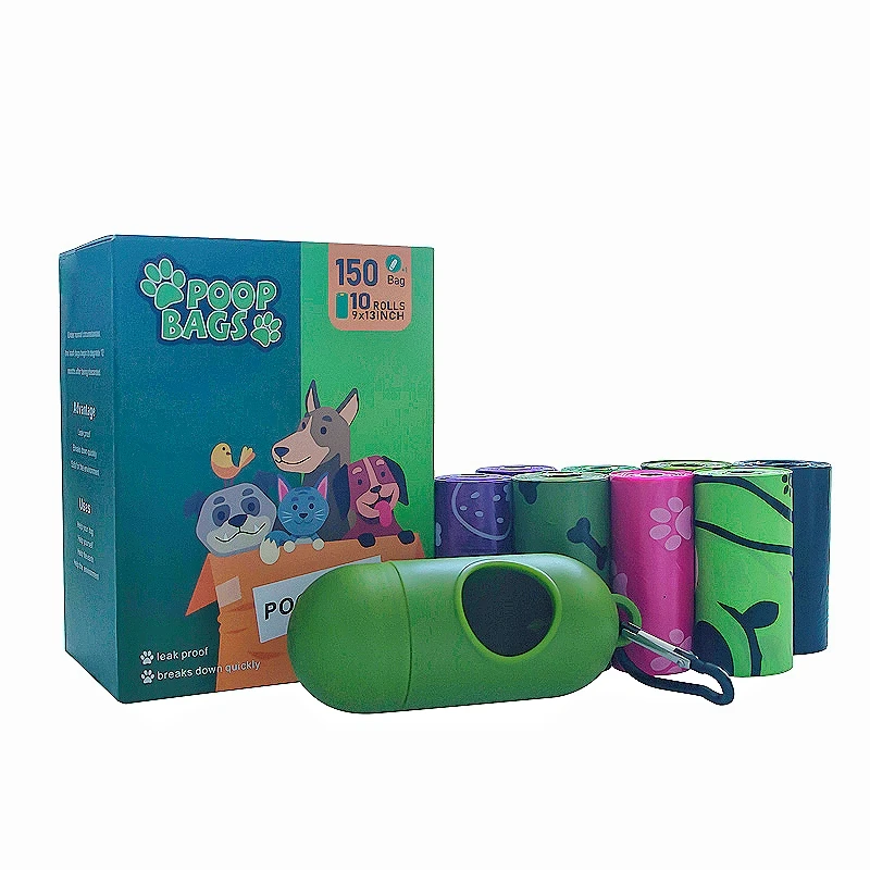 Hot selling Unique Natural Biodegradable Poop Dog Bags Custom Logo Dog Cats Waste Bag Dispenser Mini Portable Poop