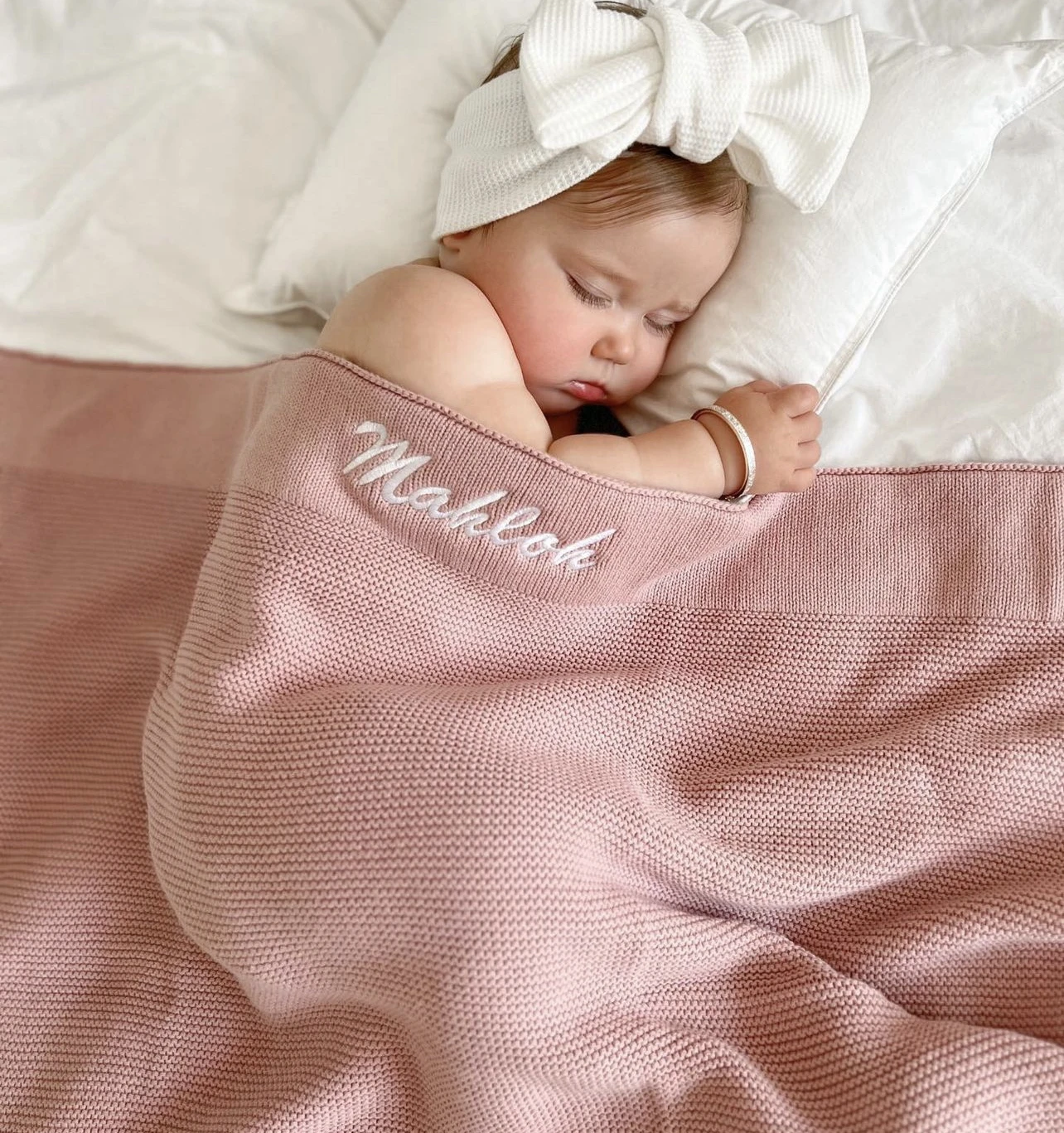 Custom Name Newborn Cot Bedding Blanket Broadside Baby Crochet Knitted Blanket Personalize Embroidery