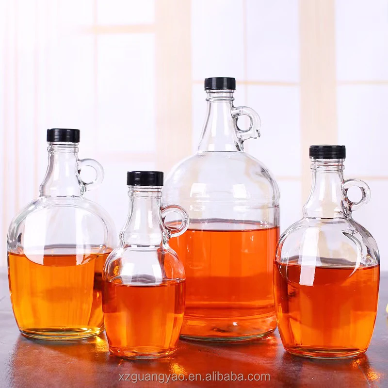 Wholesale 500ml 1000ml maple syrup transparent glass bottles with screw caps