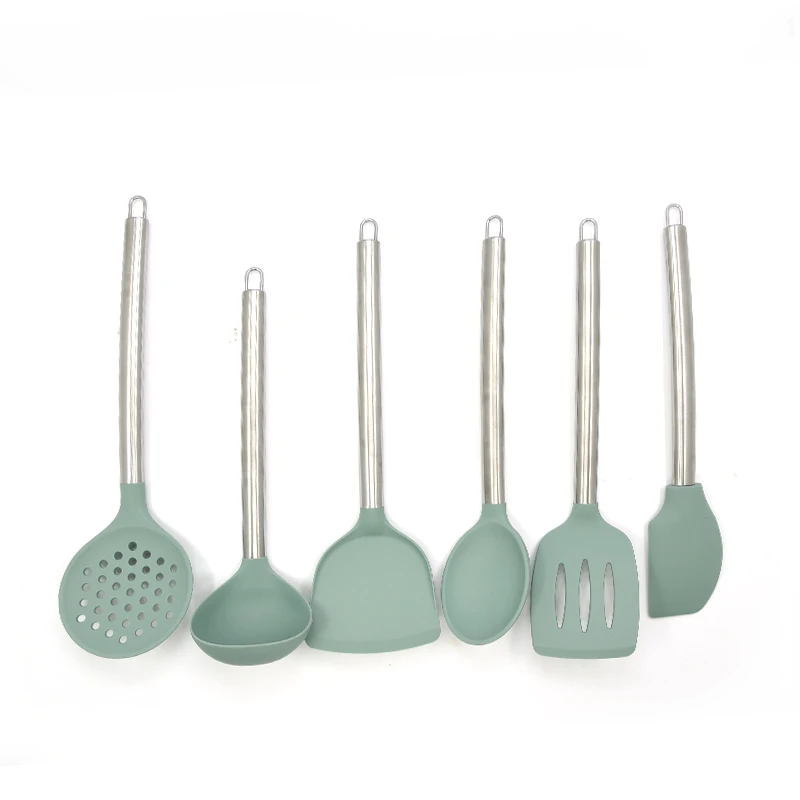 Silicone Cooking Tools Set Heat Resistance Kitchen Accessories Utensils with Heat Proof Handle   silicone kitchenware