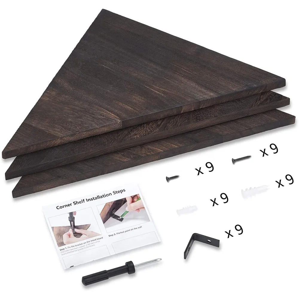  Набор из 3 деревянных угловых настенных полок настенные плавающие полки