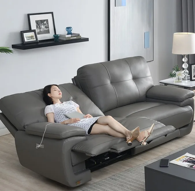 Горячая продажа современный дизайн 3 + 2 1 гостиная электрический кожаный диван