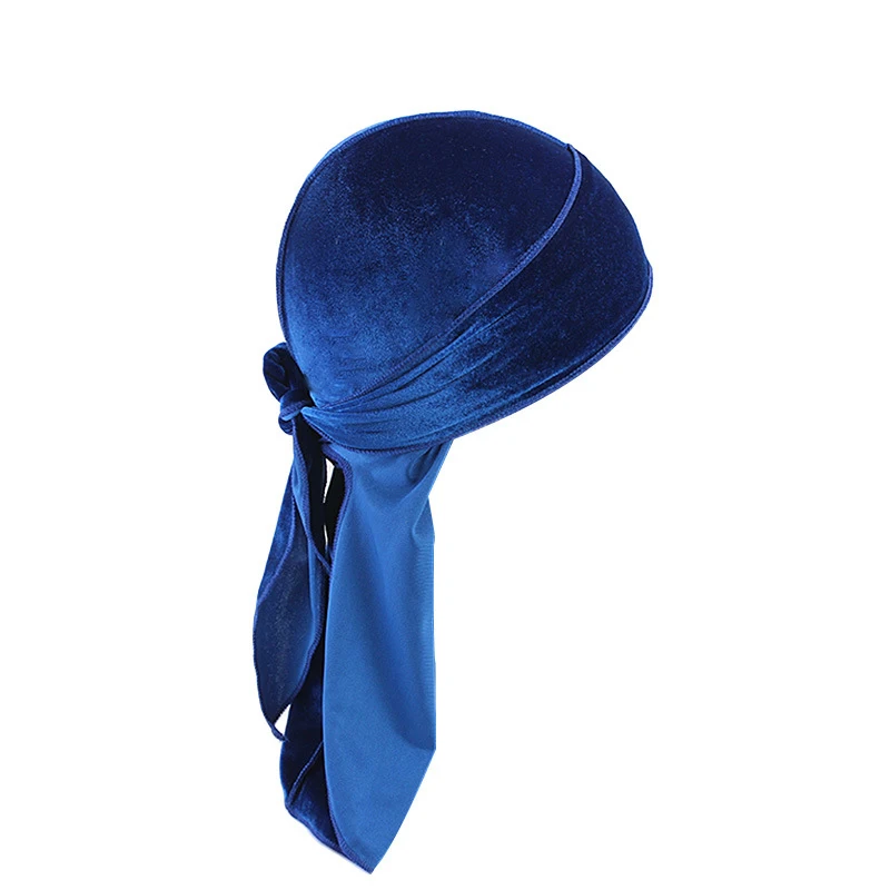 Solid Color Velvet Durags Outdoor Cycling Turban Pirate Hat Ethnic Bandana Headscarf Men Sports Beach Travel Casual-Quality Hair