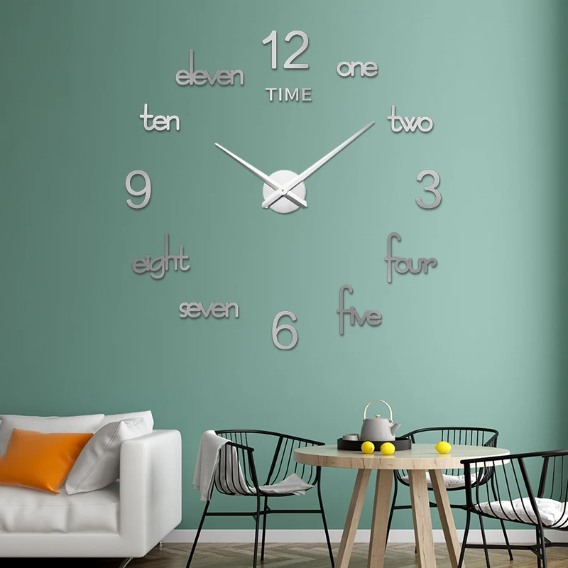 Modern Wall Clock Sticker Fashion Watches 3D Large Sticker Modern Wall Clocks