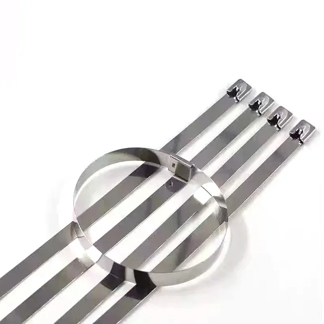 4.8*300mm Stainless steel cable twist tie lock metal zip wrap coated metal detectable cable tie