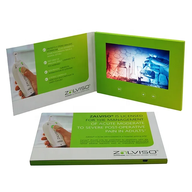 Advertising promotion display video brochure a4 recordable video greeting card 4.3 5 7 inch digital lcd screen video postcard