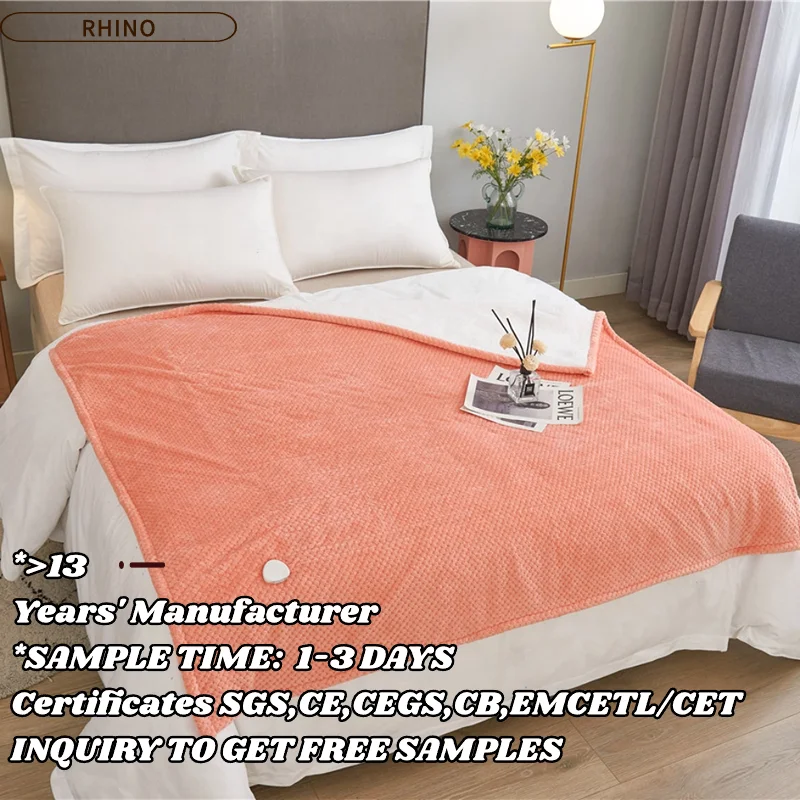 220V washable fluffy minky minky sherpa electric heated up throw blankets pad for winter bed twin queen king size