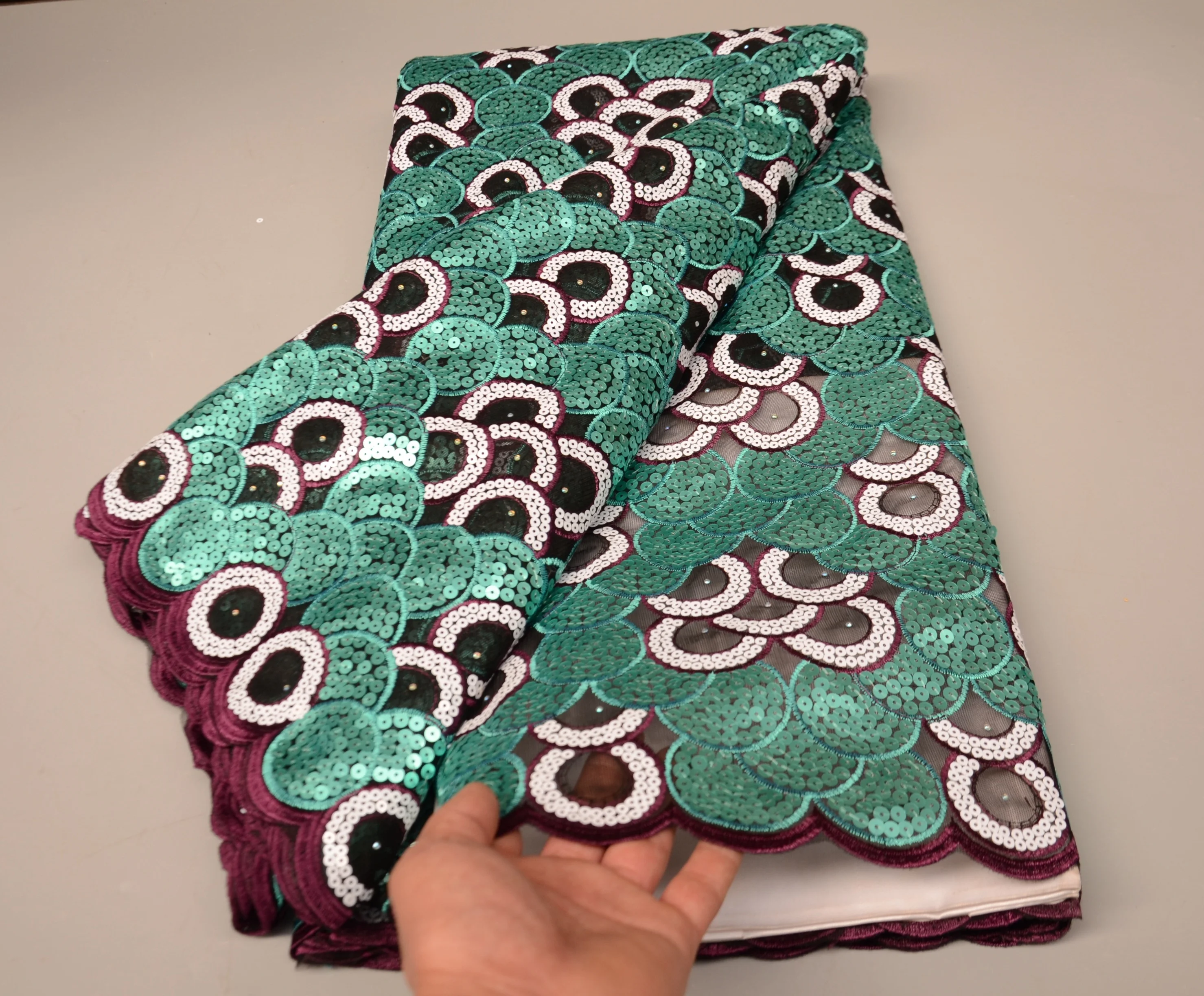 China Factory Wholesale Price Organza African Lace Fabric With Sequins For Women Wedding Party Dresses Wear 5 Yards