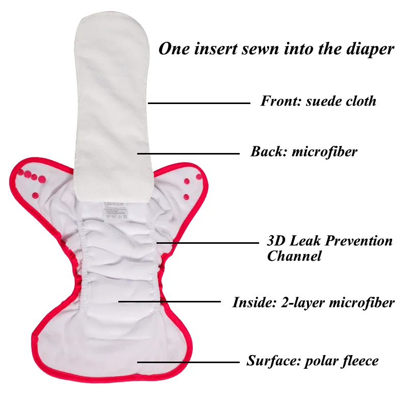 BabyShow RTS Night Use All In One AIO Reusable Washable Baby Cloth Nappies With 2PCS Inserts