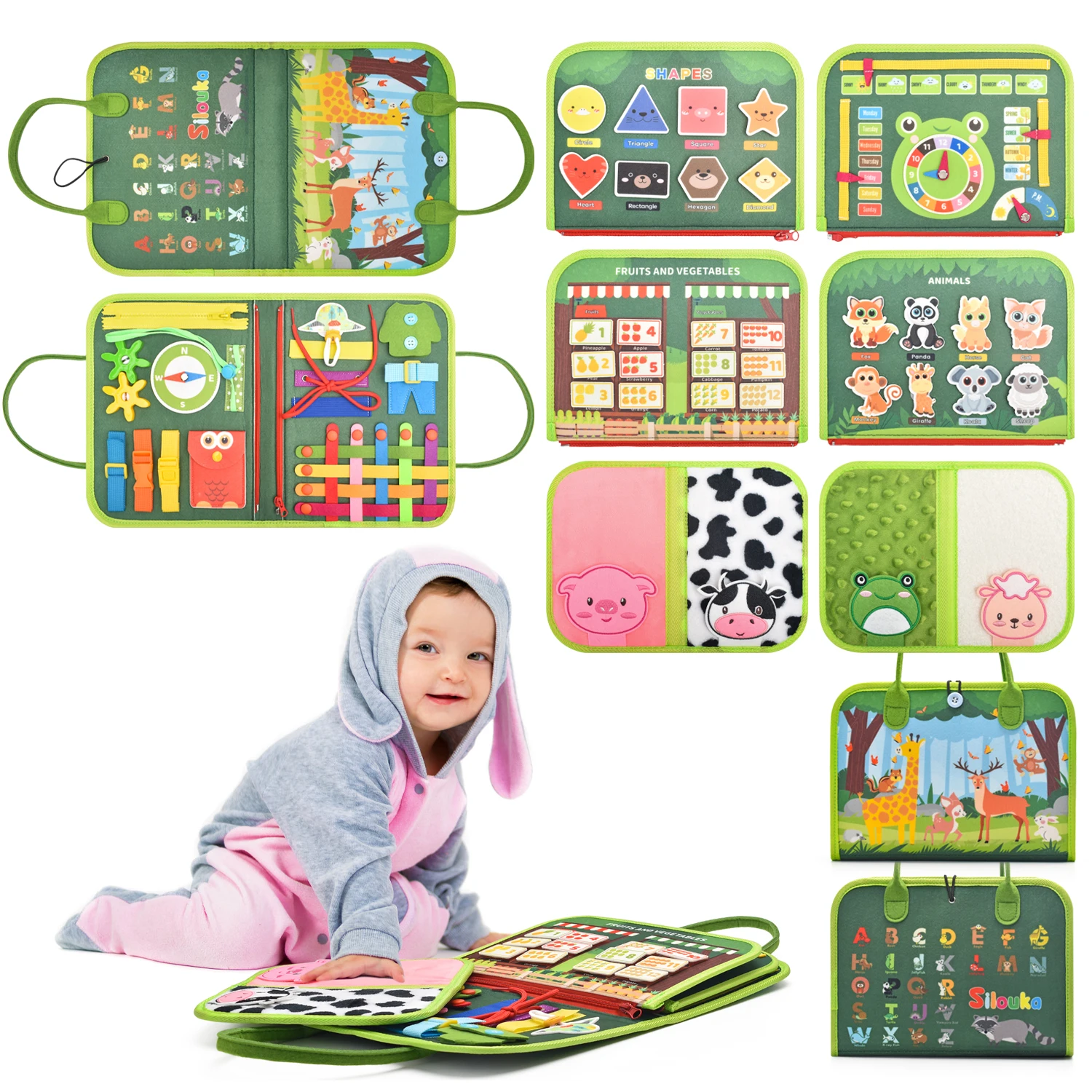 10 Pages New Busy Book Sensory Toys Early Education Learning Developing Motor Skills Felt Busy Board