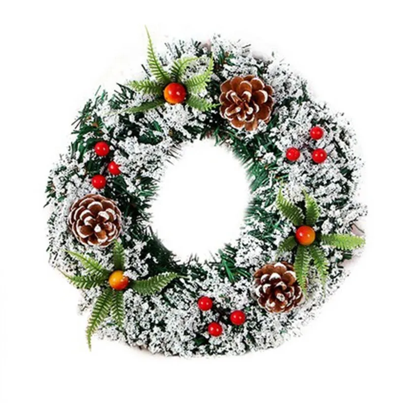 Customizable 30CM Christmas Tree Ornaments Knitted Wreath Garland with Hanging Accessories for Door Decoration and Gifts