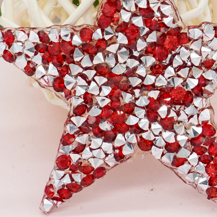 Wholesale iron on 6 cm sparkle crystal glass rhinestones patches multi colour bling hotfix star shaped rhinestone patch for bag