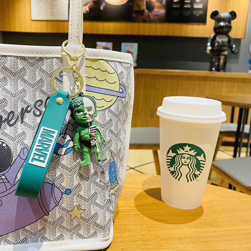 Latest 3D promotion gifts semi-anatomical super hero Hulk Bat man Super Spider man iron man keychain PVC Plastic Key chains