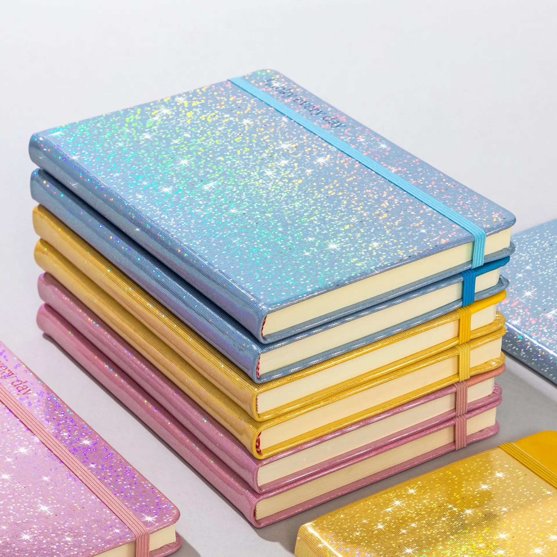 Yubo hot custom A5 notebook with glitter hardcover Fashion Student Stationery Notepad line pages Agenda travel Hand Account Book