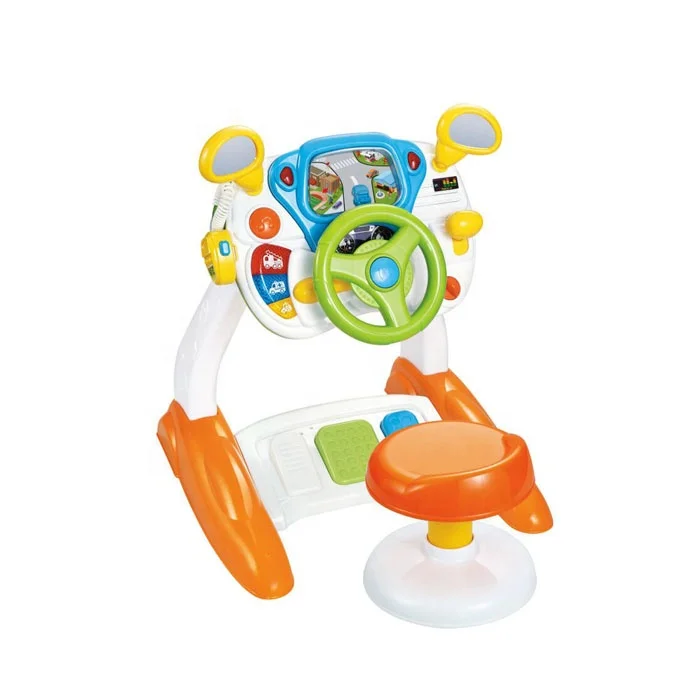 2022 New arrivals cartoon shape simulation driver game baby steering wheel toy