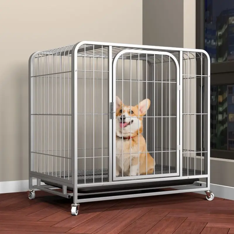 metal dog kennel Large Medium-sized Indoor Separation Thickened Pet Cage Golden Haired Labrador Household Dog Cage with toilet