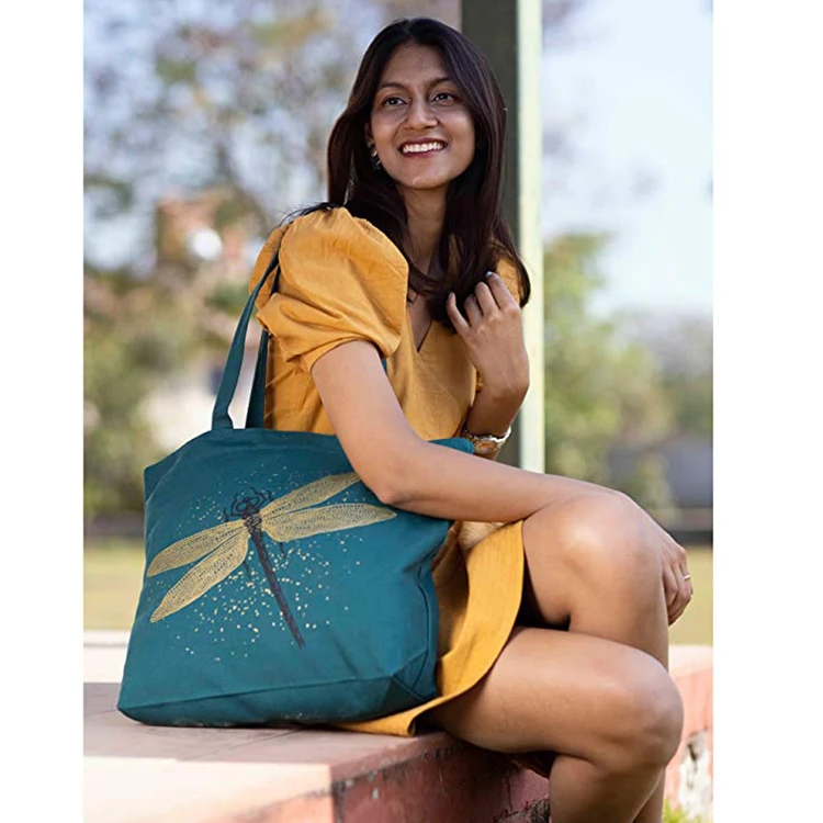 Custom Multicolor Printed Fashion Polyester Canvas Cotton Cloth Bag Algodon Sac En Toile Bolsa Tela Tote Bag Vendor Bolsas De Mo