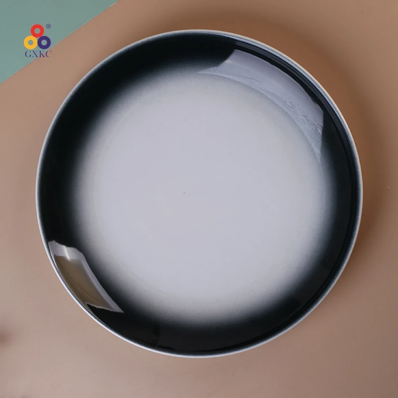 Ceramic Plates Sets Dinnerware Manufacture Sanhuan Unique Color Large Porcelain Novelty Round Plate Dish Set