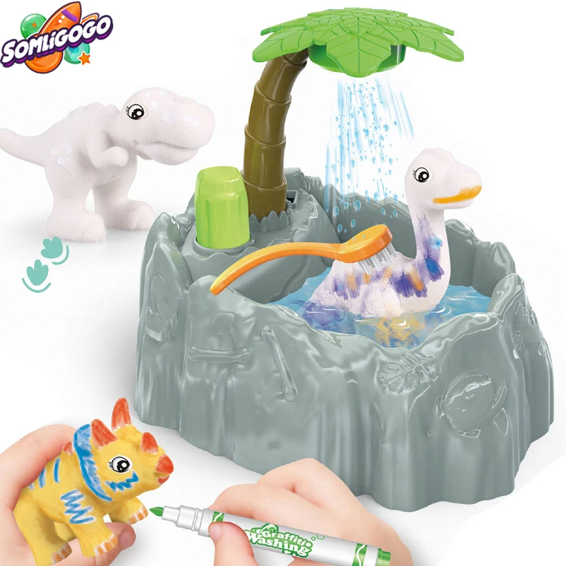SL Educational graffiti washing Coloring Bath Painting dinosaur Doodle Drawing toys for kids