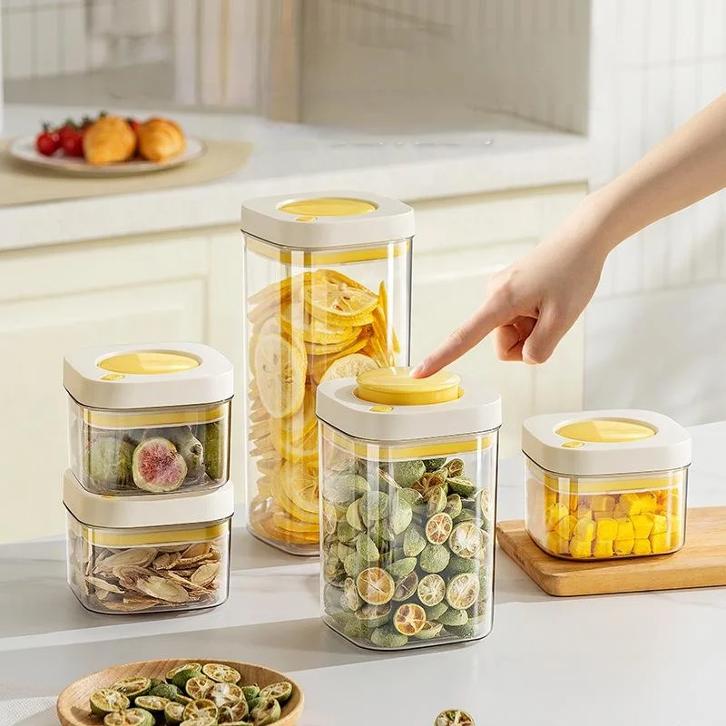 BPA-Free Reusable Plastic Airtight Vacuum Food Storage Container Set of Jar Pump Cover and Box Canister for Herb Storage