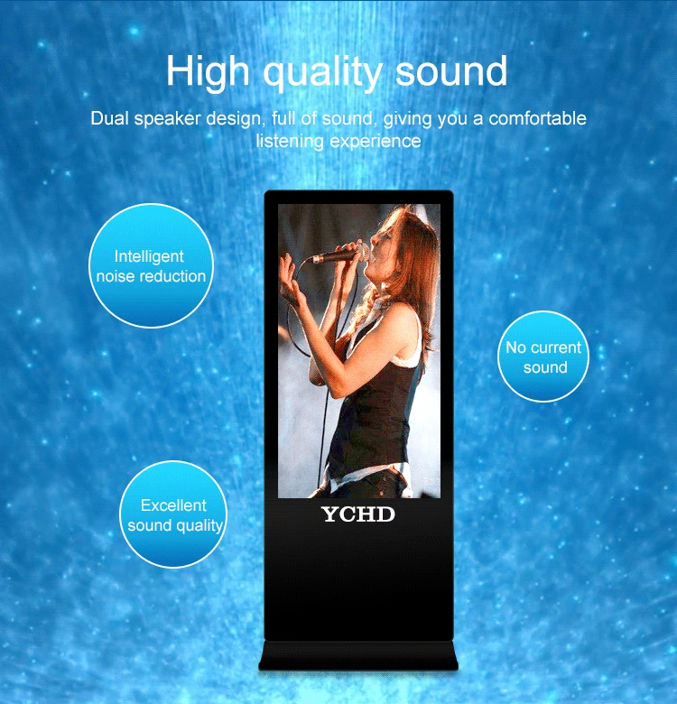 YCZX factory supply 43 inch floor standing equipment wifi touch screen advertising media digital player