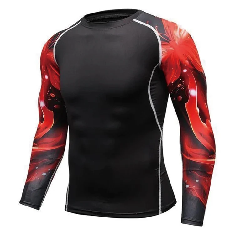 Design Your Own Sublimation Compression Shirt Bjj Rashguard Custom printed Mens Grappling MMA Rash Guard