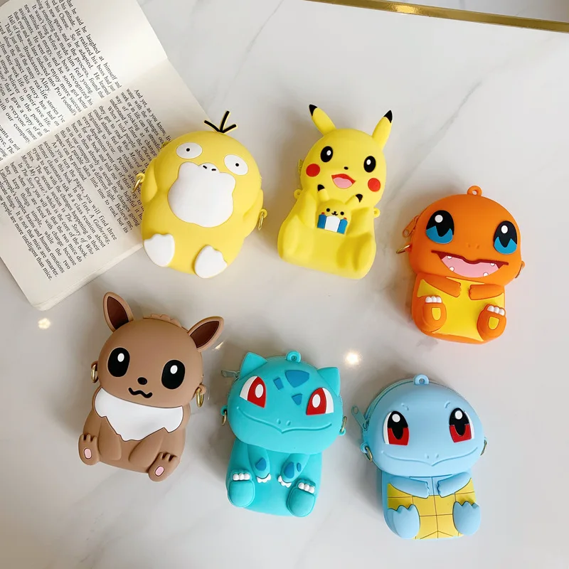 Wholesale Silicone Toy Doll New Style Single Shoulder Pika Monster Charmander Squirtle Poke Diagonal Crossbody Mon Cartoon Bag