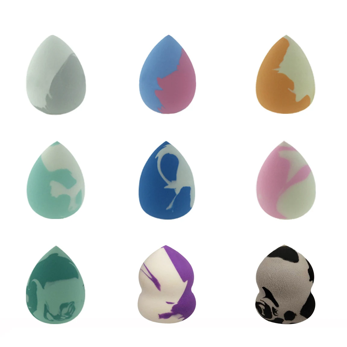 Wholesale Super Soft Vegan Marble Beauty Egg Blending Custom Logo Latex Free Facial Foundation Sponge Makeup Blender Sponge