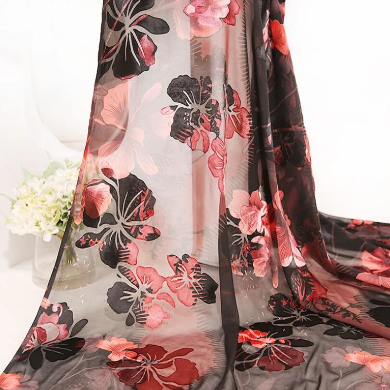 silk printed burnout velvet fabric for clothing Nylon Rayon woven velvet dresses kimono textile custom fashion