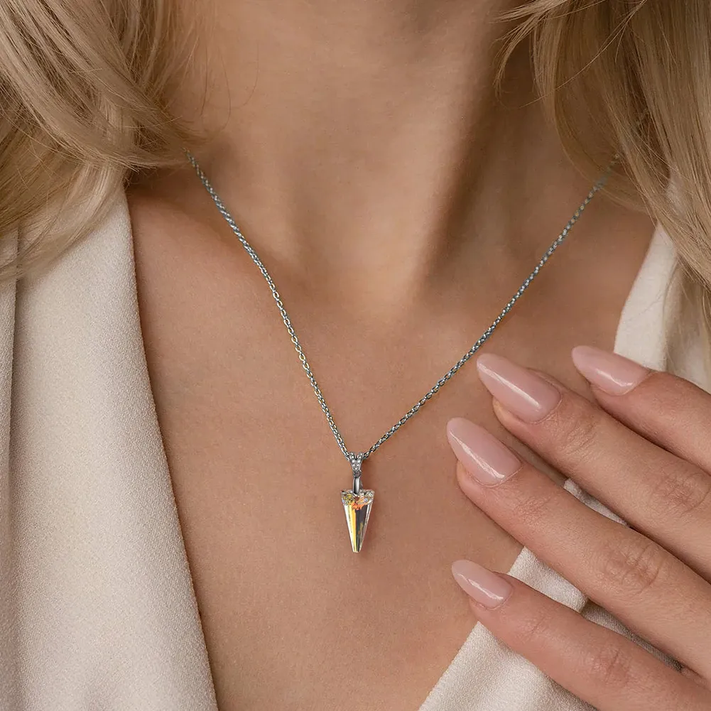 SWN26 RINNTIN 925 Sterling Silver Geometric Genuine Crystal Necklace Simple Diamond Necklace Generous Jewelry Necklaces