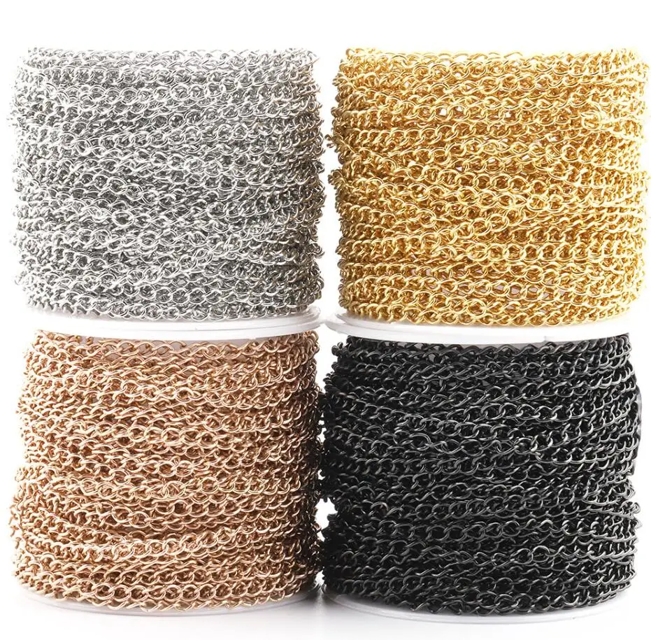 Stainless Steel Silver & Gold Chains by the Meter on Spool Roll | High-Quality Chains for Jewelry Making